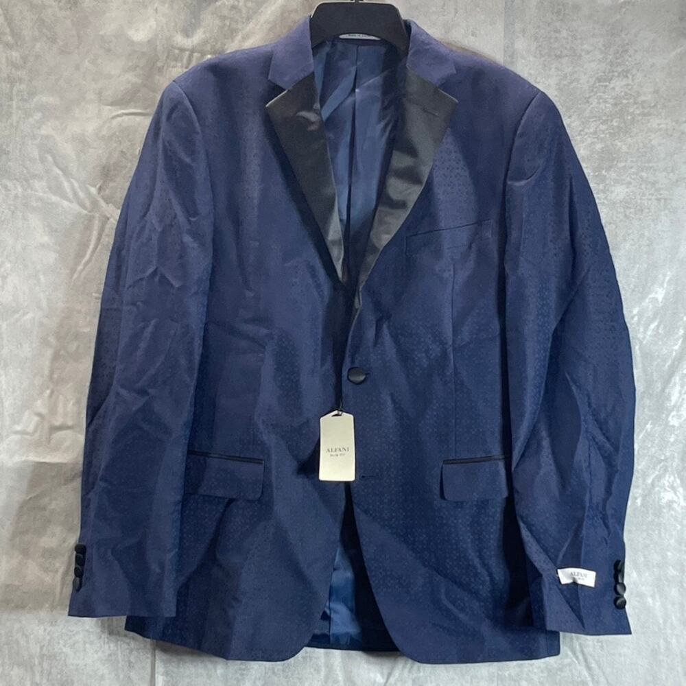 ALFANI Men's Blue Geometric Slim-Fit Stretch Two-Button Sport Coat SZ 38R